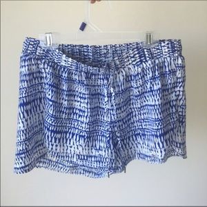 White and blue tropical beachy flowy shorts